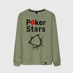 Свитшот хлопковый мужской Poker Stars, цвет: авокадо