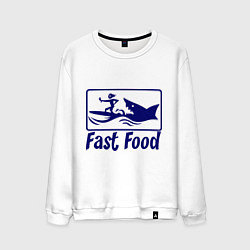Свитшот хлопковый мужской Shark fast food, цвет: белый