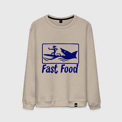 Свитшот хлопковый мужской Shark fast food, цвет: миндальный