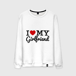 Свитшот хлопковый мужской I love my girlfriend, цвет: белый