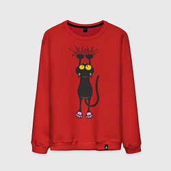 Свитшот хлопковый мужской Висящий кот, цвет: красный