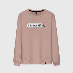 Свитшот хлопковый мужской Я знаю HTML, цвет: пыльно-розовый