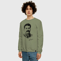 Свитшот хлопковый мужской Товарищ Сталин, цвет: авокадо — фото 2