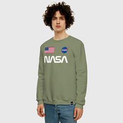 Свитшот хлопковый мужской NASA, цвет: авокадо — фото 2