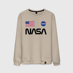 Свитшот хлопковый мужской NASA НАСА, цвет: миндальный