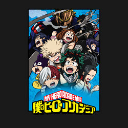 Свитшот хлопковый мужской MY HERO ACADEMIA коллаж из героев на синем, цвет: черный — фото 2