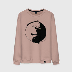 Свитшот хлопковый мужской Инь-Янь Коты, цвет: пыльно-розовый
