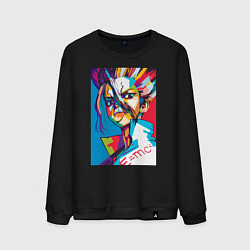 Свитшот хлопковый мужской EMC2 Аниме Доктор Стоун, цвет: черный