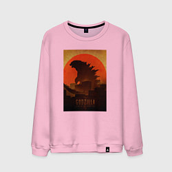 Свитшот хлопковый мужской Godzilla and red sun, цвет: светло-розовый