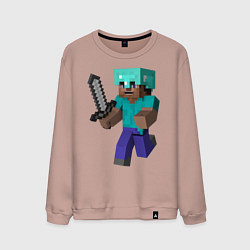 Свитшот хлопковый мужской Майнкрафт, цвет: пыльно-розовый