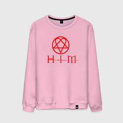 Свитшот хлопковый мужской HIM LOGO RED, цвет: светло-розовый