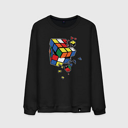 Свитшот хлопковый мужской Кубик Рубика, цвет: черный