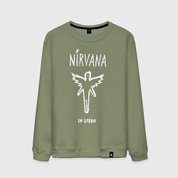 Свитшот хлопковый мужской Nirvana In utero, цвет: авокадо