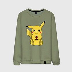 Свитшот хлопковый мужской Пикачу, цвет: авокадо