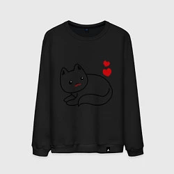 Свитшот хлопковый мужской Ласковый котик, цвет: черный