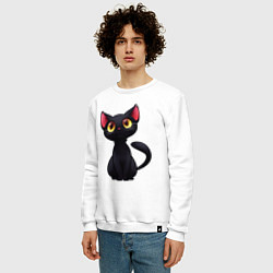 Свитшот хлопковый мужской Черный котенок, цвет: белый — фото 2