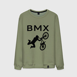 Свитшот хлопковый мужской Велоспорт BMX Z, цвет: авокадо