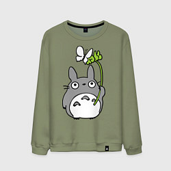 Свитшот хлопковый мужской Totoro и бабочка, цвет: авокадо