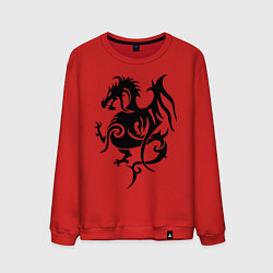 Свитшот хлопковый мужской Геральдический дракон, цвет: красный