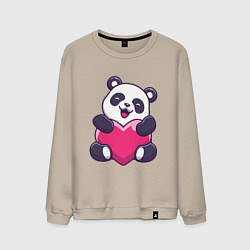 Свитшот хлопковый мужской Панда love, цвет: миндальный