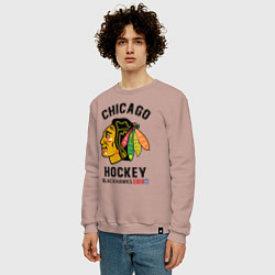 Свитшот хлопковый мужской CHICAGO BLACKHAWKS NHL, цвет: пыльно-розовый — фото 2