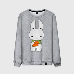 Свитшот хлопковый мужской Зайчик с морковкой, цвет: меланж