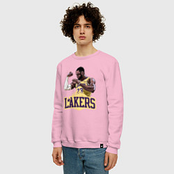 Свитшот хлопковый мужской LeBron - Lakers, цвет: светло-розовый — фото 2