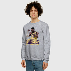 Свитшот хлопковый мужской LeBron - Lakers, цвет: меланж — фото 2