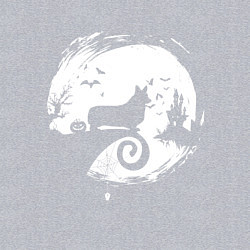 Свитшот хлопковый мужской Полнолуние Корги, цвет: меланж — фото 2