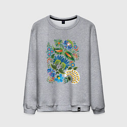 Свитшот хлопковый мужской Славянский орнамент, цвет: меланж