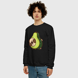 Свитшот хлопковый мужской Мопс-авокадо, цвет: черный — фото 2