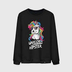 Свитшот хлопковый мужской Unicorn hipster, цвет: черный