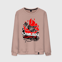 Свитшот хлопковый мужской CYBERPUNK 2077 SAMURAI, цвет: пыльно-розовый