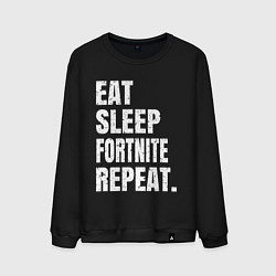 Свитшот хлопковый мужской EAT SLEEP FORTNITE REPEAT, цвет: черный