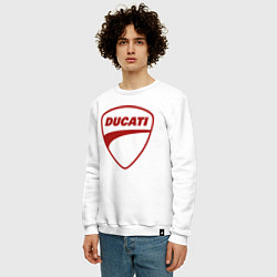 Свитшот хлопковый мужской Ducati Logo Дукати Лого Z, цвет: белый — фото 2