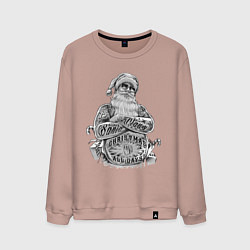 Свитшот хлопковый мужской Плохой Санта, цвет: пыльно-розовый