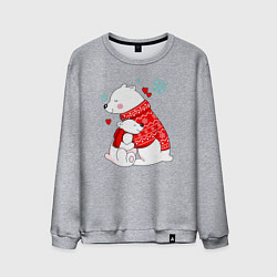 Свитшот хлопковый мужской Медведица с медвежонеком, цвет: меланж