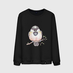 Свитшот хлопковый мужской Милый пухлый птенчик, цвет: черный