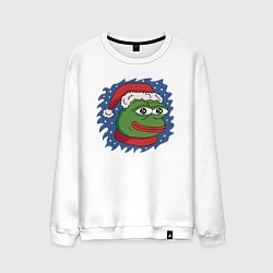 Свитшот хлопковый мужской Pepe New Year, цвет: белый