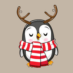 Свитшот хлопковый мужской Пингвин в шарфике, цвет: миндальный — фото 2