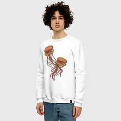 Свитшот хлопковый мужской Бургеры медузы, цвет: белый — фото 2
