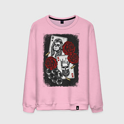 Свитшот хлопковый мужской The Skull King and Queen, цвет: светло-розовый