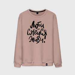 Свитшот хлопковый мужской Люби Смейся Живи, цвет: пыльно-розовый