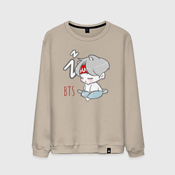 Свитшот хлопковый мужской BTS sleep, цвет: миндальный