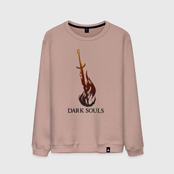 Свитшот хлопковый мужской Dark Souls - Bonfire, цвет: пыльно-розовый