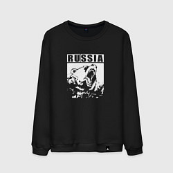 Свитшот хлопковый мужской Россия - медведь, цвет: черный
