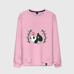 Свитшот хлопковый мужской Мама панда с малышом, цвет: светло-розовый
