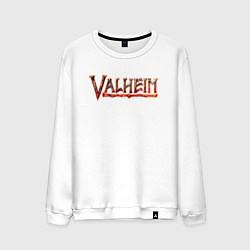 Свитшот хлопковый мужской Valheim огненный лого, цвет: белый