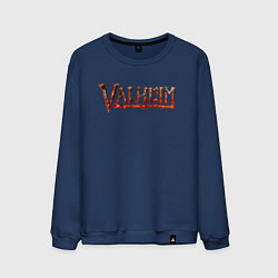 Свитшот хлопковый мужской Valheim огненный лого, цвет: тёмно-синий