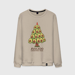 Свитшот хлопковый мужской Avocado Christmas Tree, цвет: миндальный